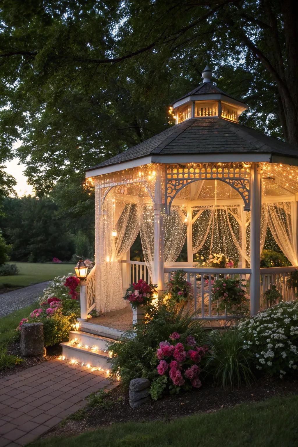 Turn your gazebo into a charming escape with lights.