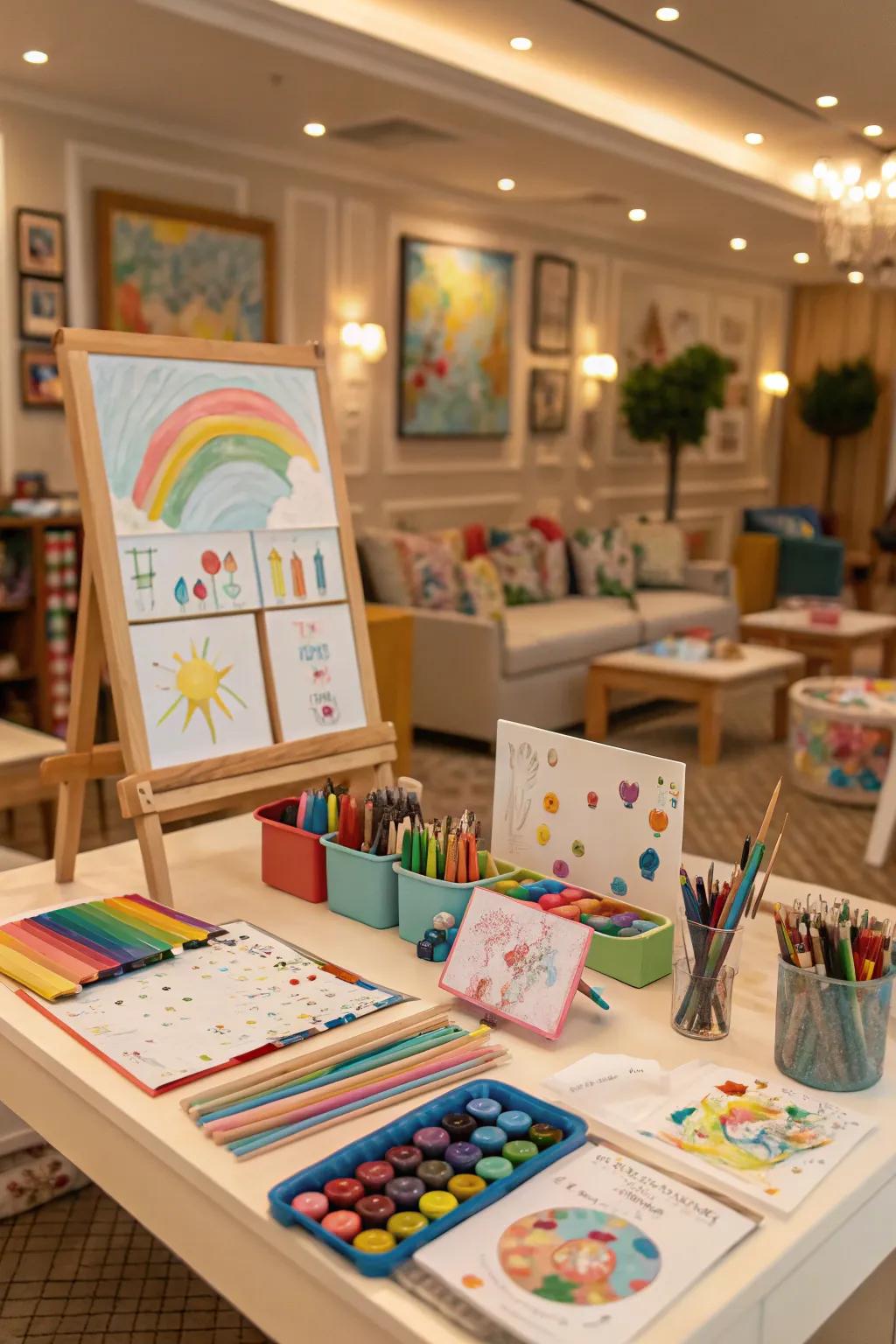 A special area dedicated solely to displaying children's artwork.