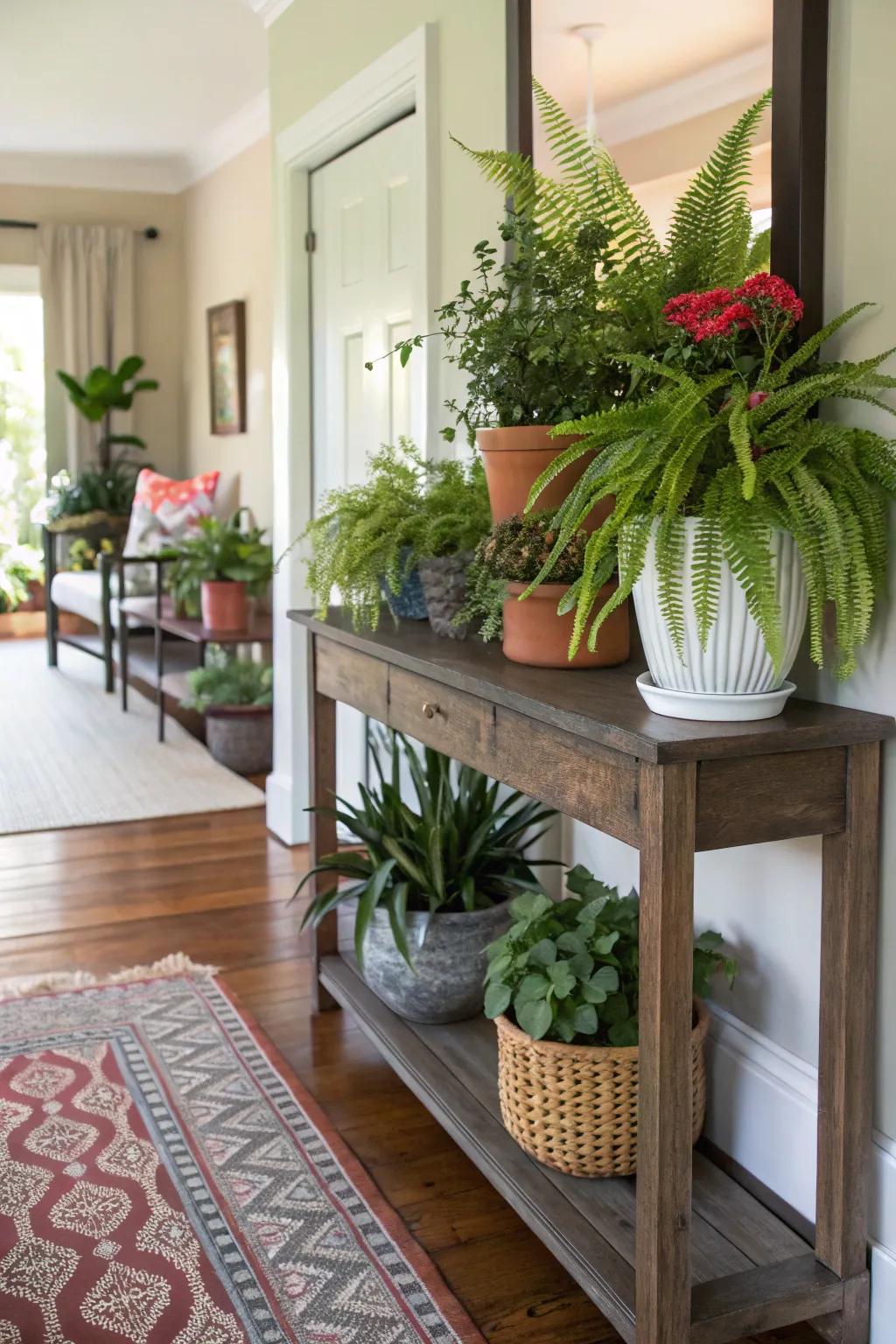 An inviting plant-filled entryway to welcome guests.