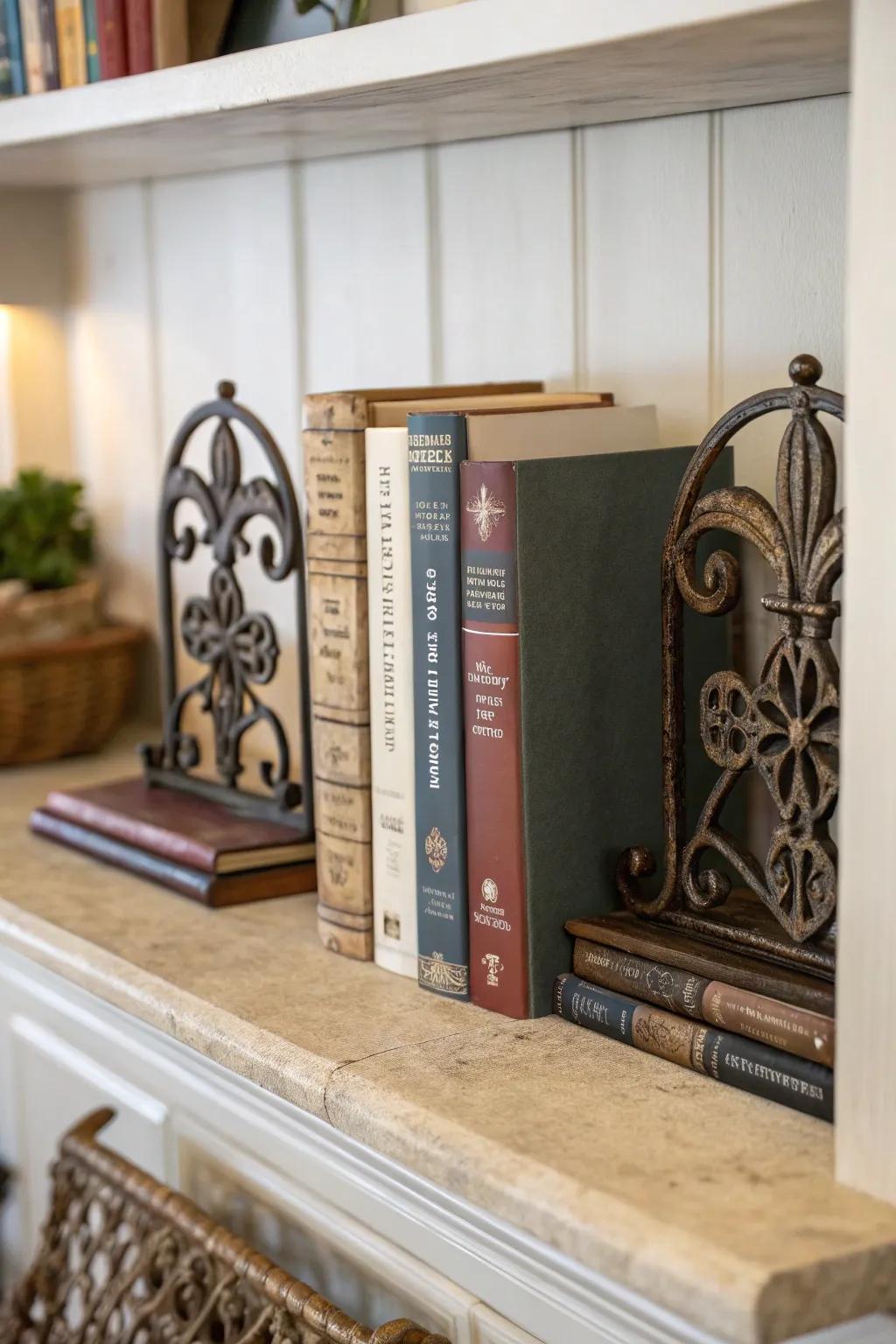 Handcrafted bookends that add style to your shelf.