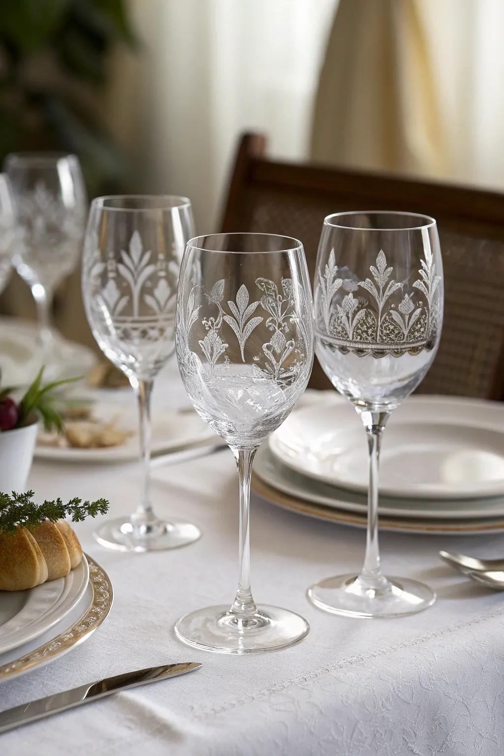 Sophisticated wine glasses perfect for an elegant dining experience.