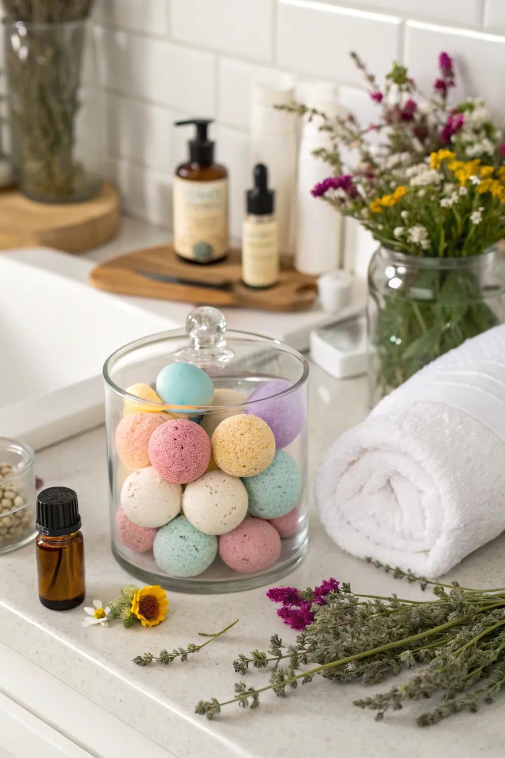 A DIY bath bomb kit for a relaxing spa experience.