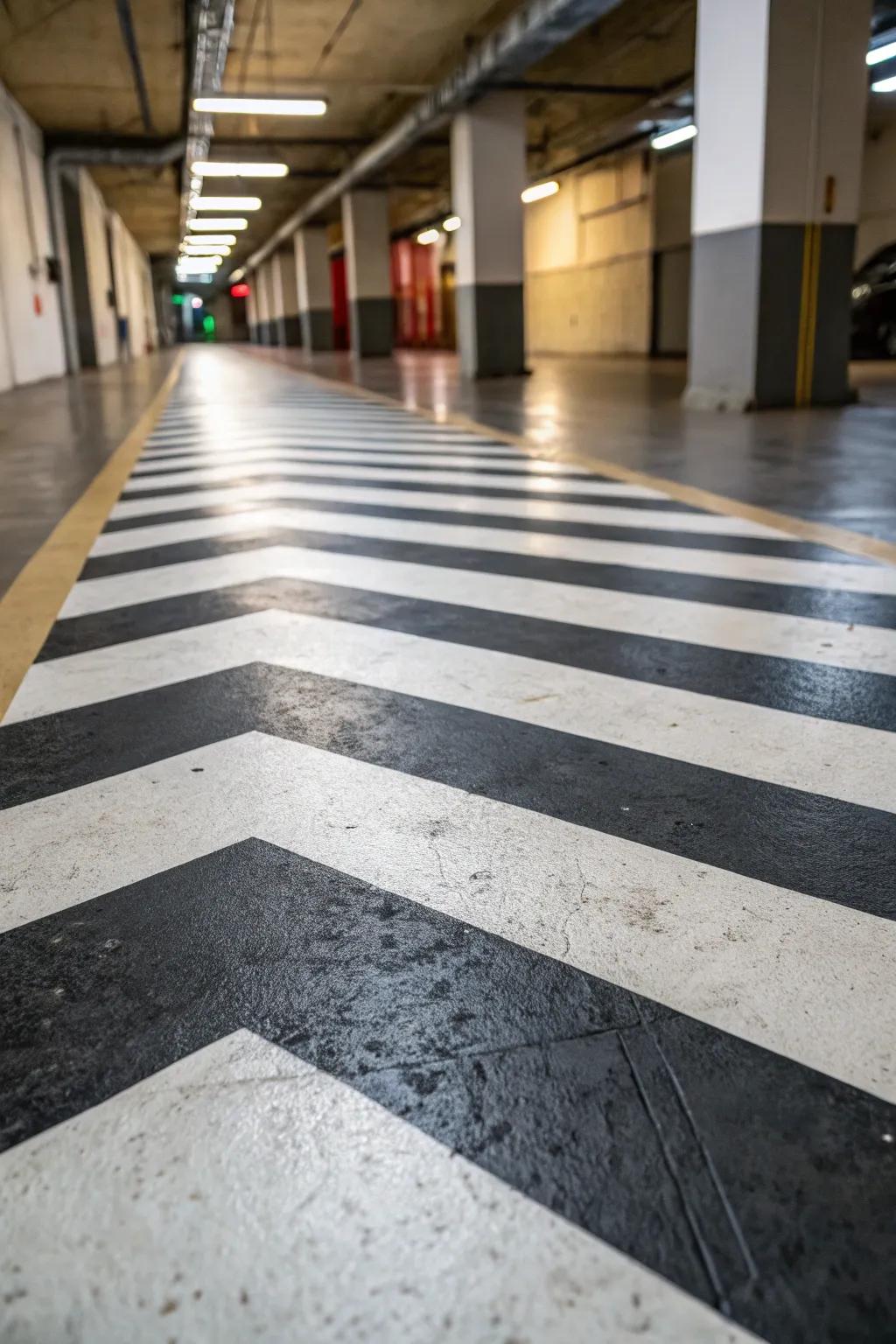 Striped patterns offer a sleek and modern touch to your basement.