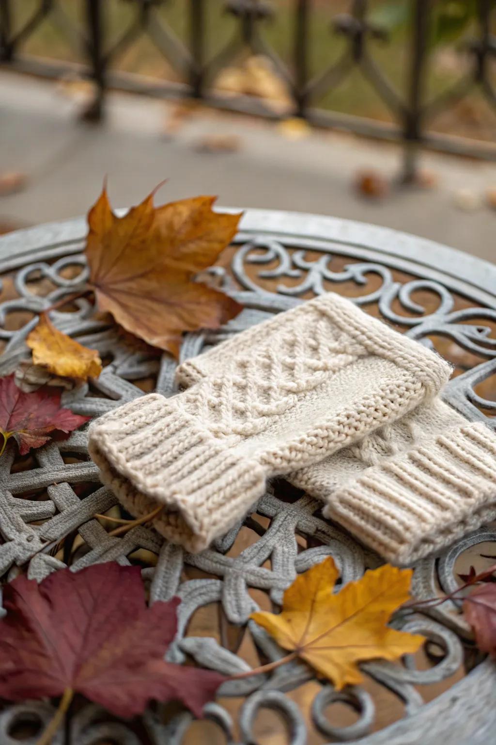 Stay warm with stylish textured wrist warmers.