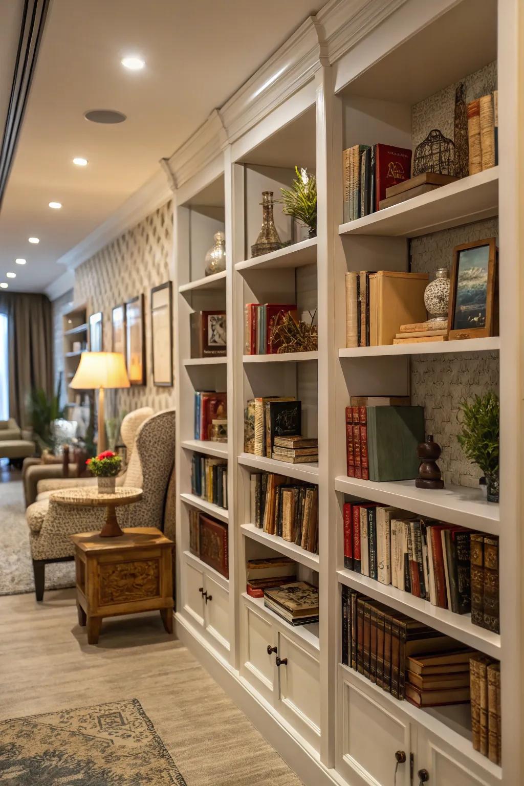 Room divider bookcases offer separation and ample storage.