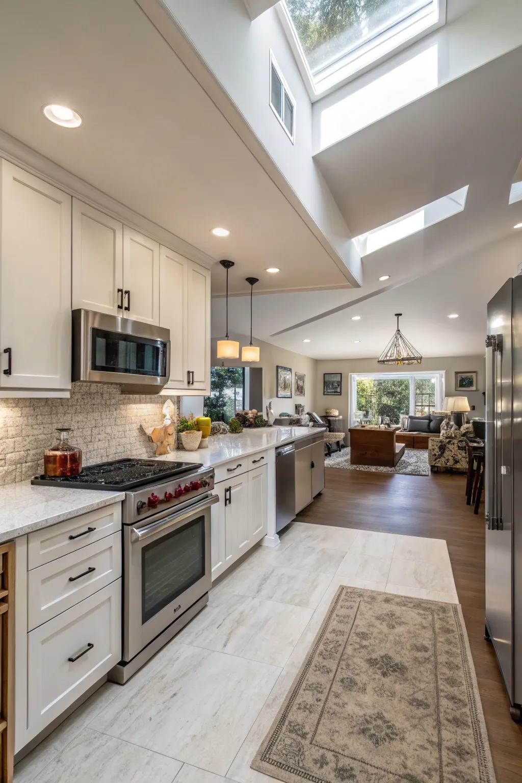 A kitchen design that prioritizes seamless flow and efficiency.