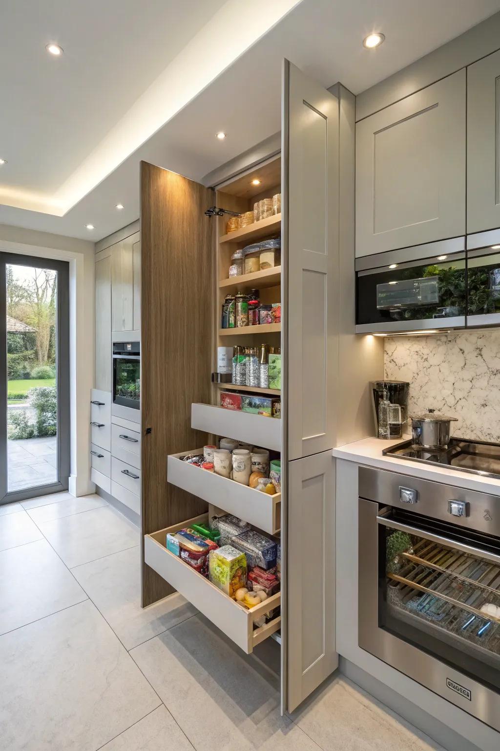 Clever storage solutions maximize space in any kitchen.