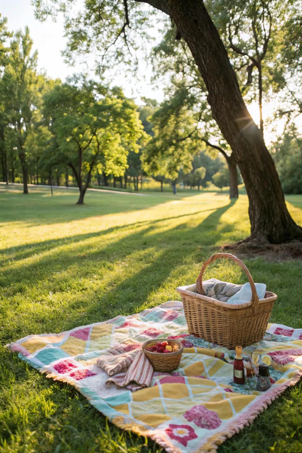 A charming picnic setup ready for a delightful outdoor meal.