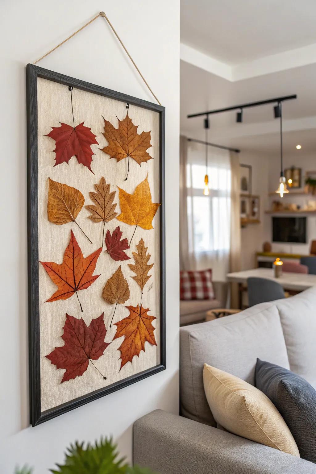 Striking leaf wall art bringing the beauty of nature indoors.