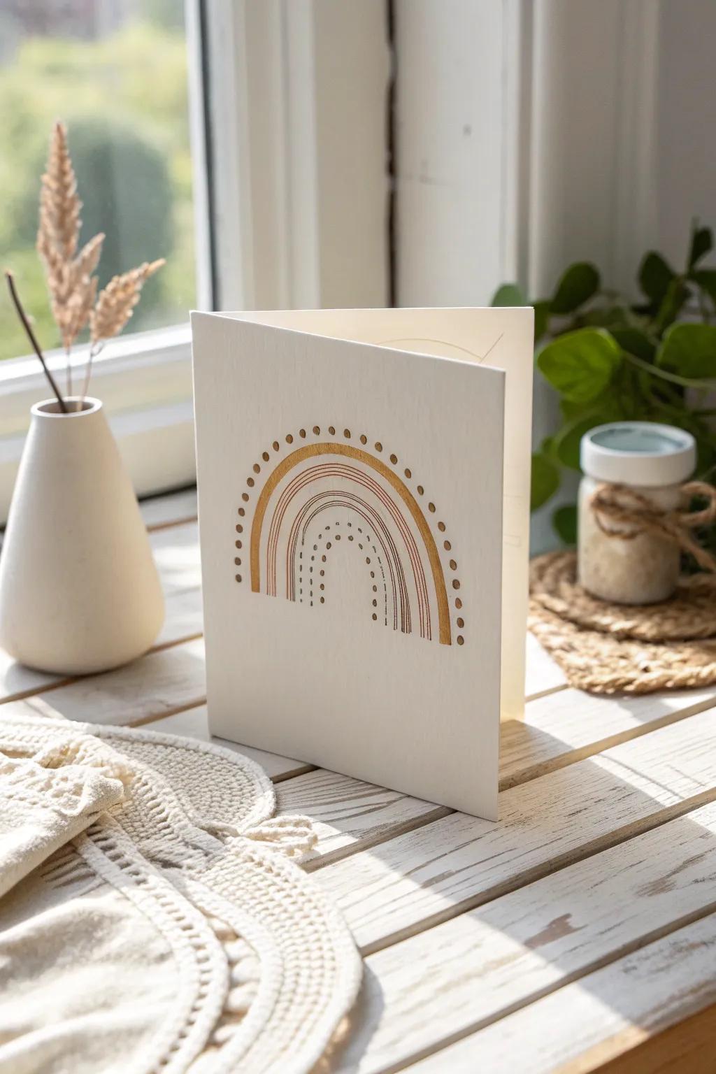 Illuminate their day with a handcrafted rainbow surprise card. 🌈✨ #MinimalistCraft #BohoCharm