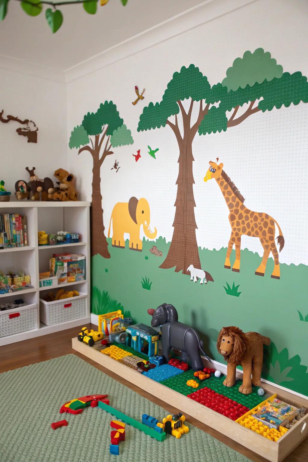 A LEGO animal kingdom brings wildlife adventures to this bedroom.