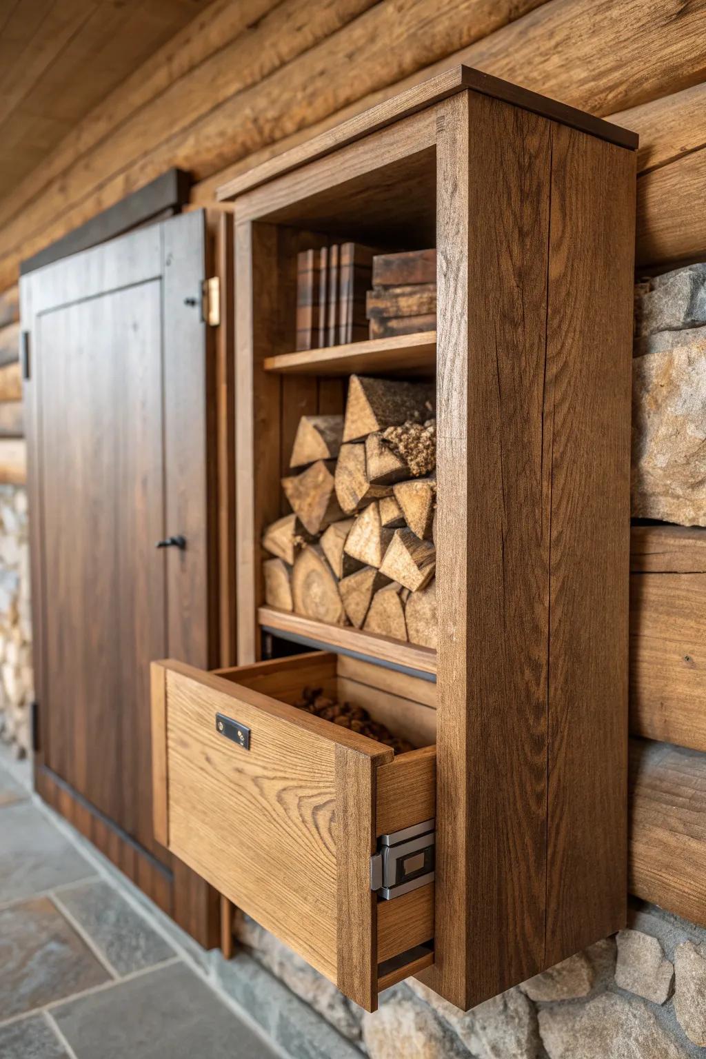 Discover the art of hidden storage—perfectly blending style and functionality for your lumber needs.