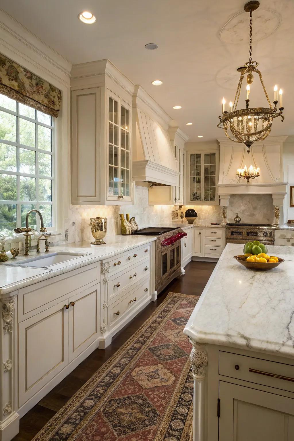 A timeless kitchen featuring elegant marble.