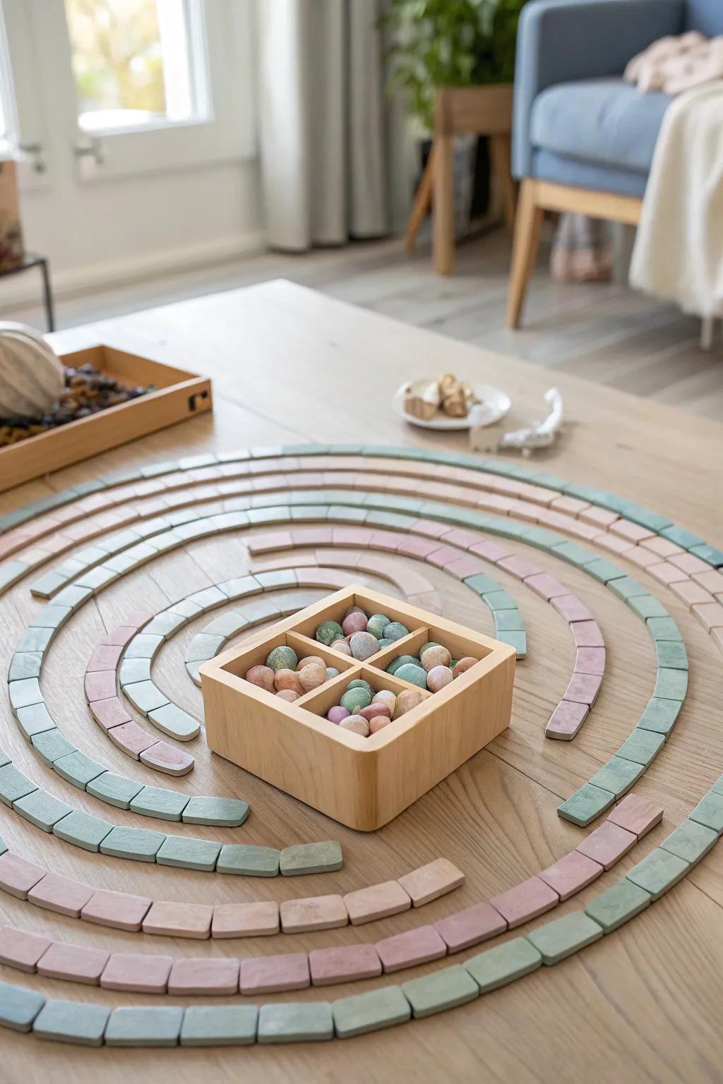 Discover the art of simplicity in this captivating maze of magnetic tiles, where every turn leads to hidden treasures.