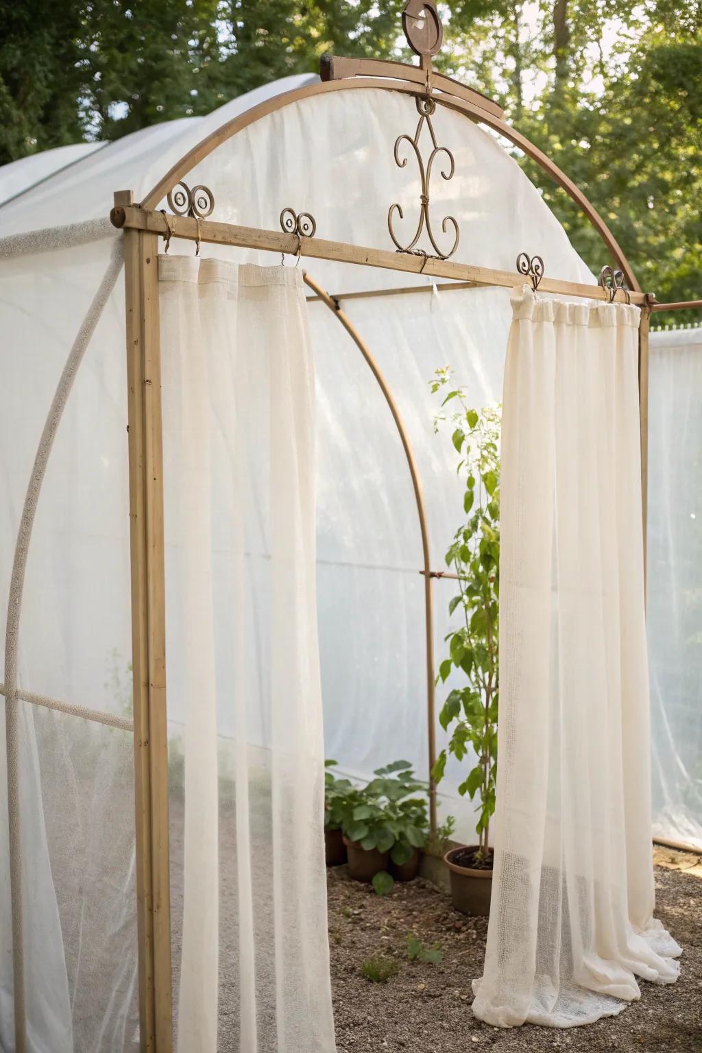 Turn vintage elegance into a garden sanctuary with this Curtain Rod Conservatory idea. 🌿✨ #MinimalistGreenhouse #BohoCharm