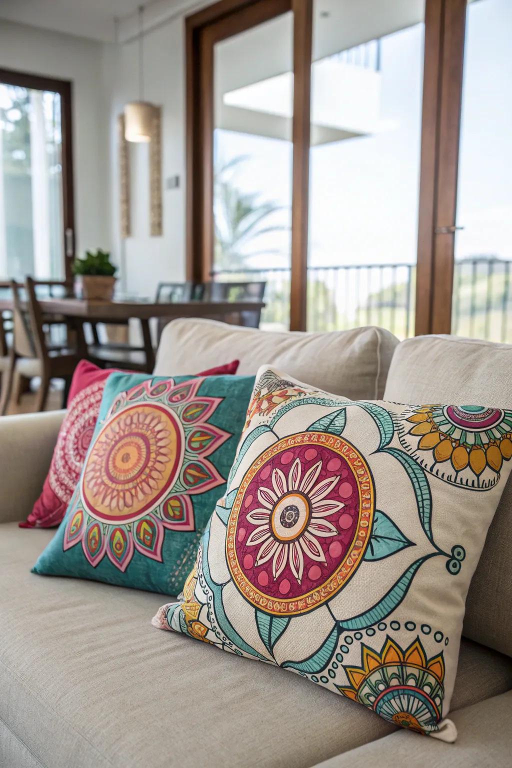 Mandala pillow covers add comfort and style to any space.