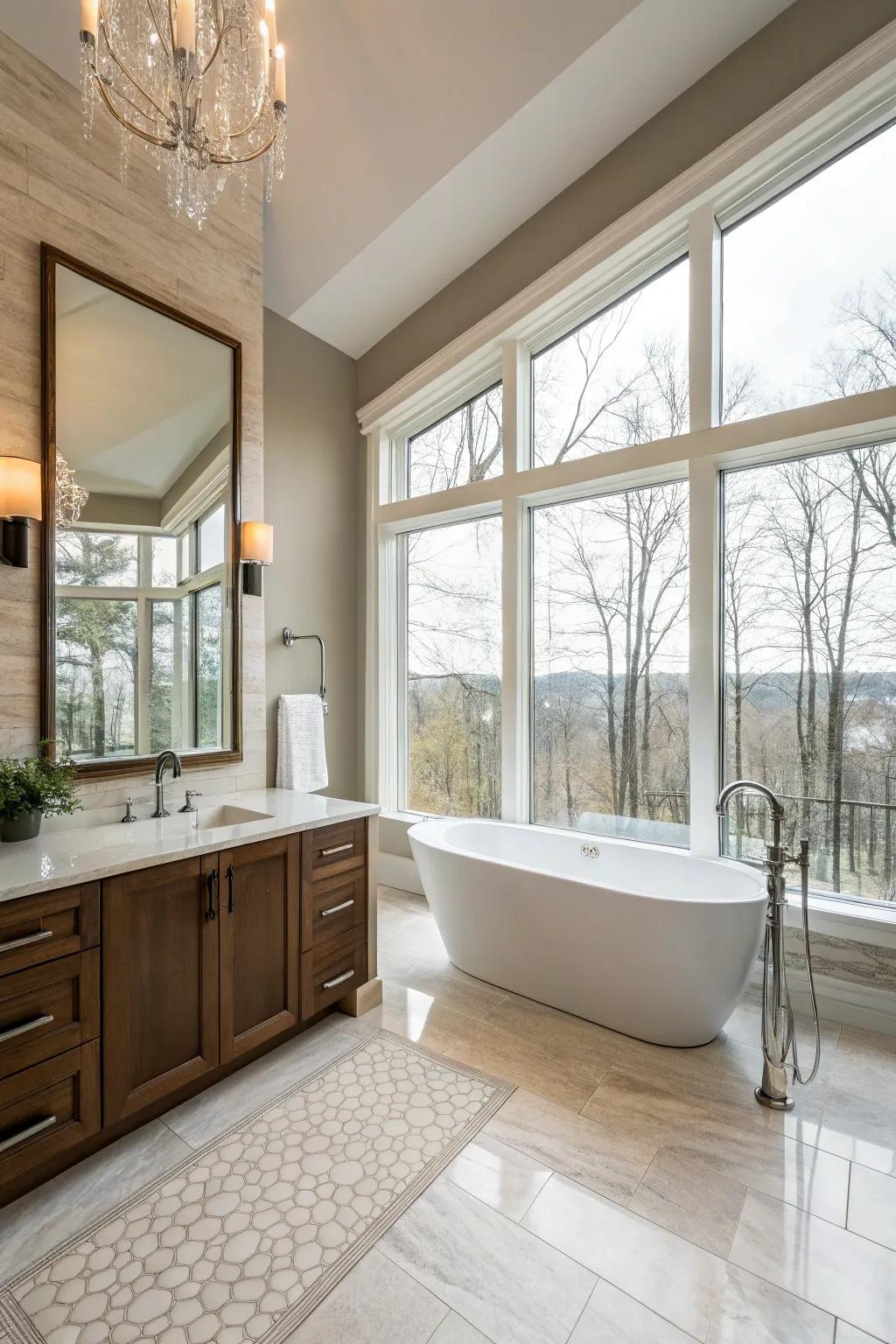 Natural light enhances the openness and warmth of this bathroom.