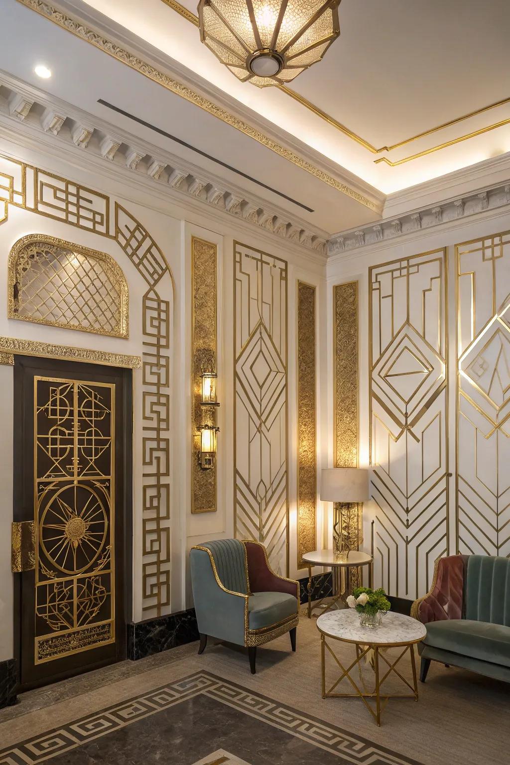 Art Deco moldings add stylish, vintage charm.