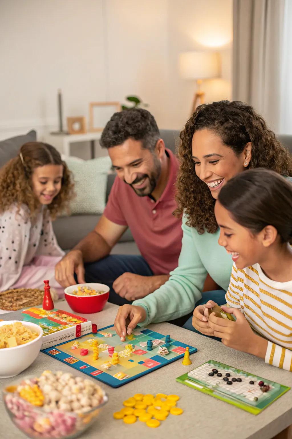 A family game night brings everyone together for fun and laughter.