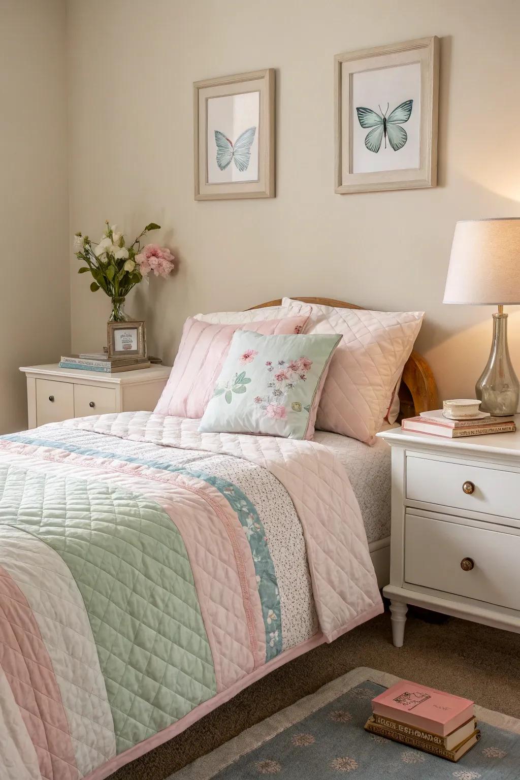 Soft hues introduce a gentle elegance to neutral decor.