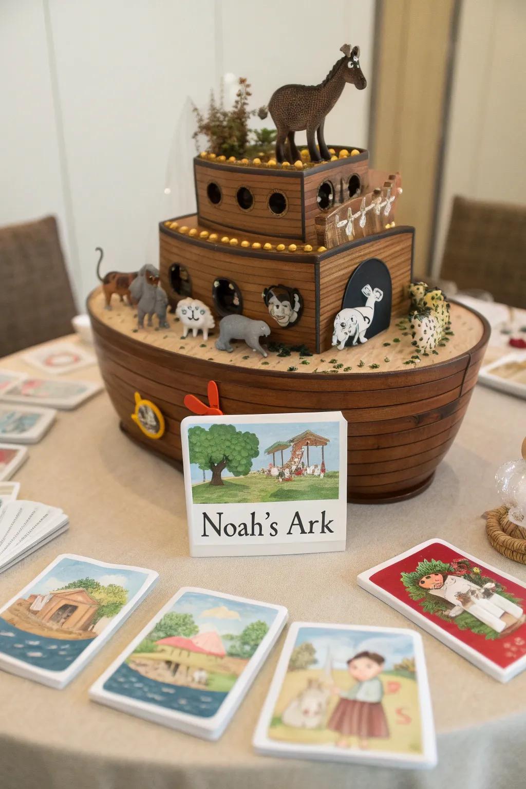 Story cards encourage interaction and learning with this centerpiece.