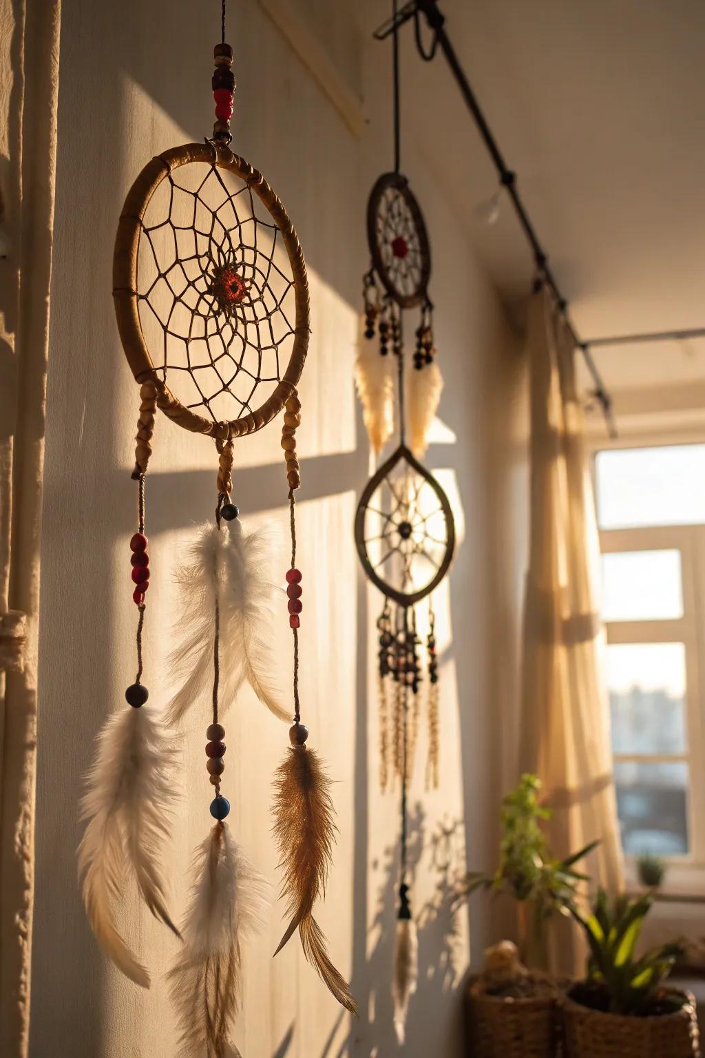 DIY dreamcatchers bringing peace and beauty to spaces.