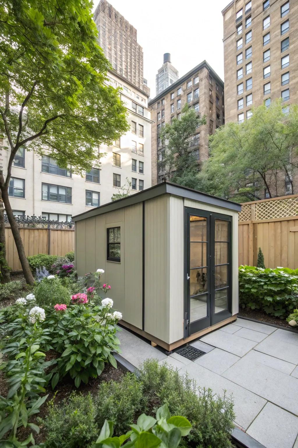 Keep organized with a small garden shed.