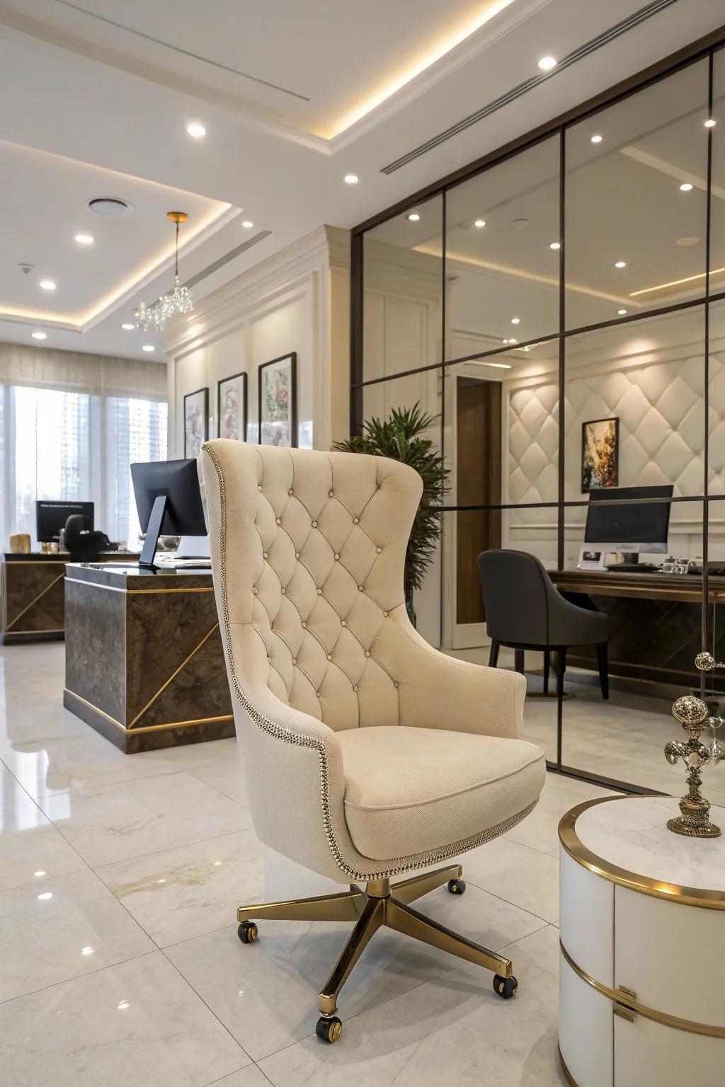 A touch of luxury can elevate the sophistication of your office space.