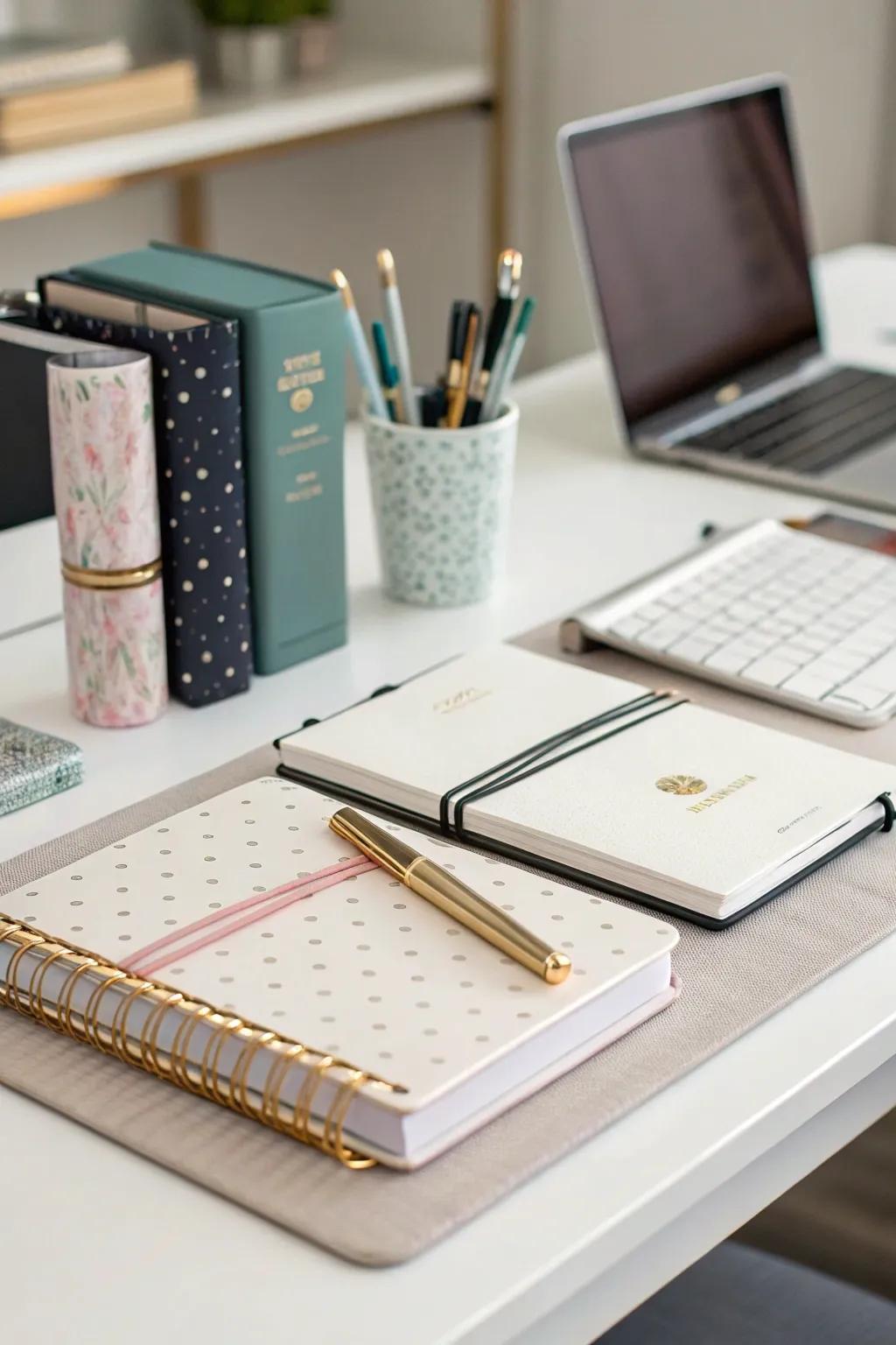 Stylish stationery adds elegance and inspiration to your desk.