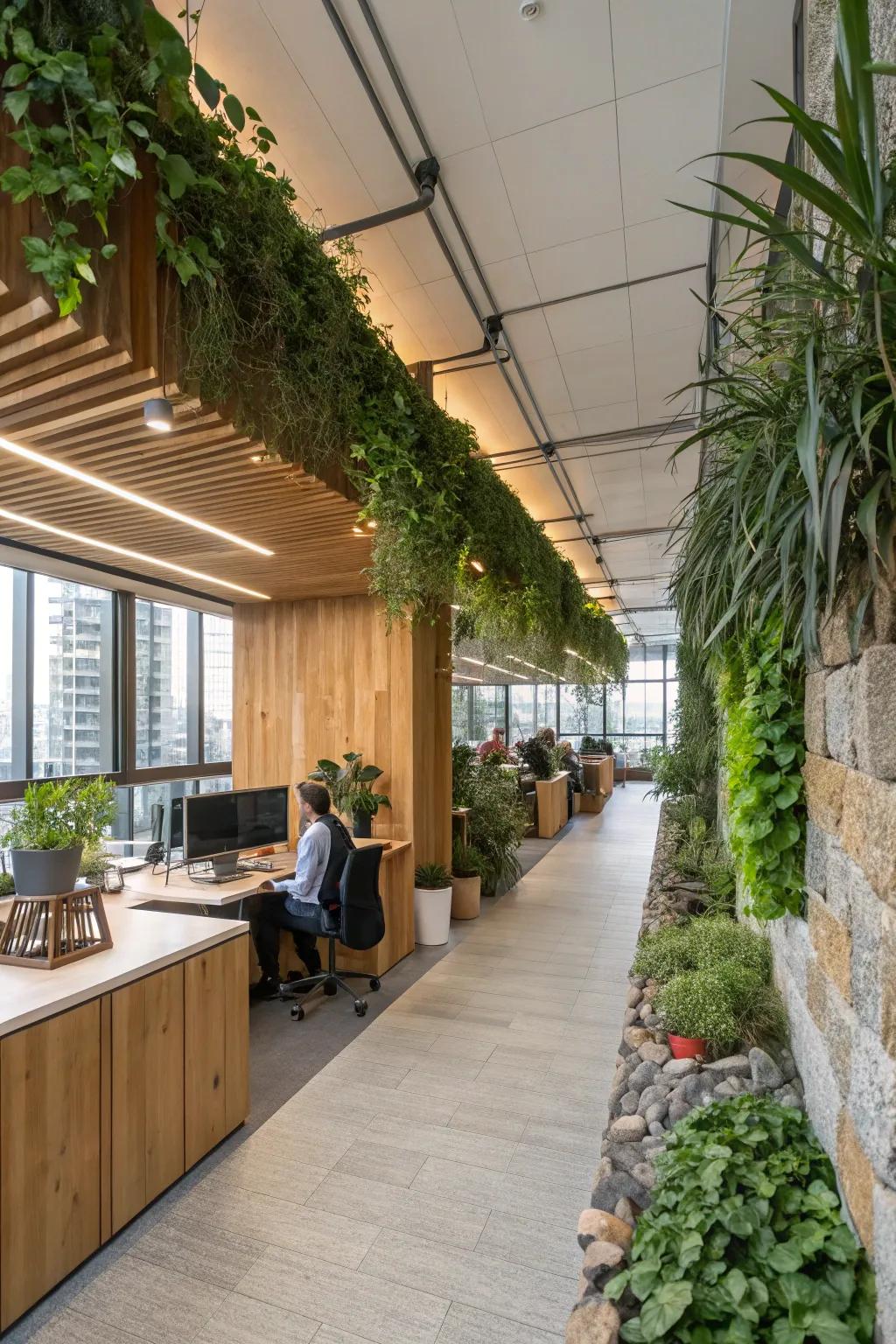 Biophilic design connecting the office with nature.