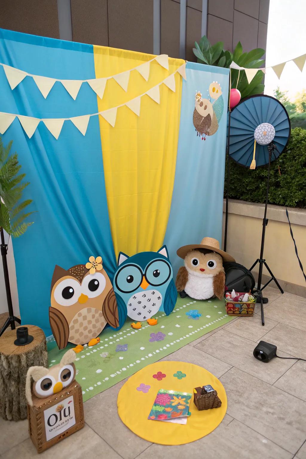 Fun Owl-Themed Photo Booth