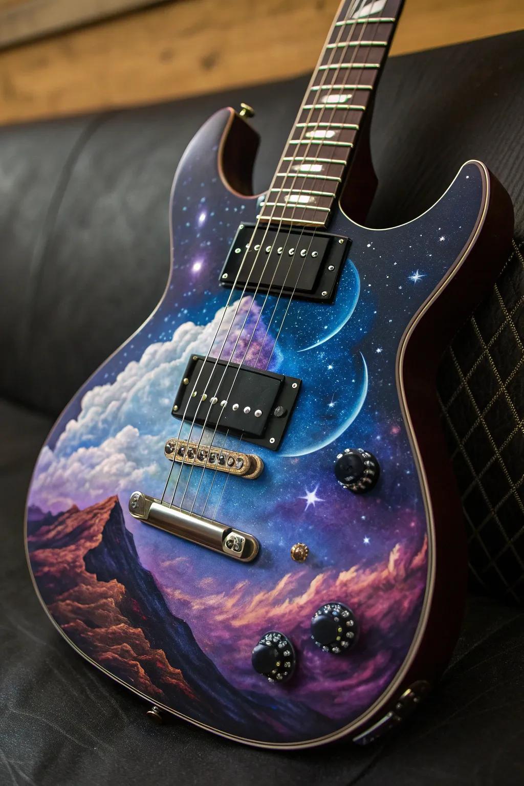 Let your imagination take center stage with this dreamlike guitar design.