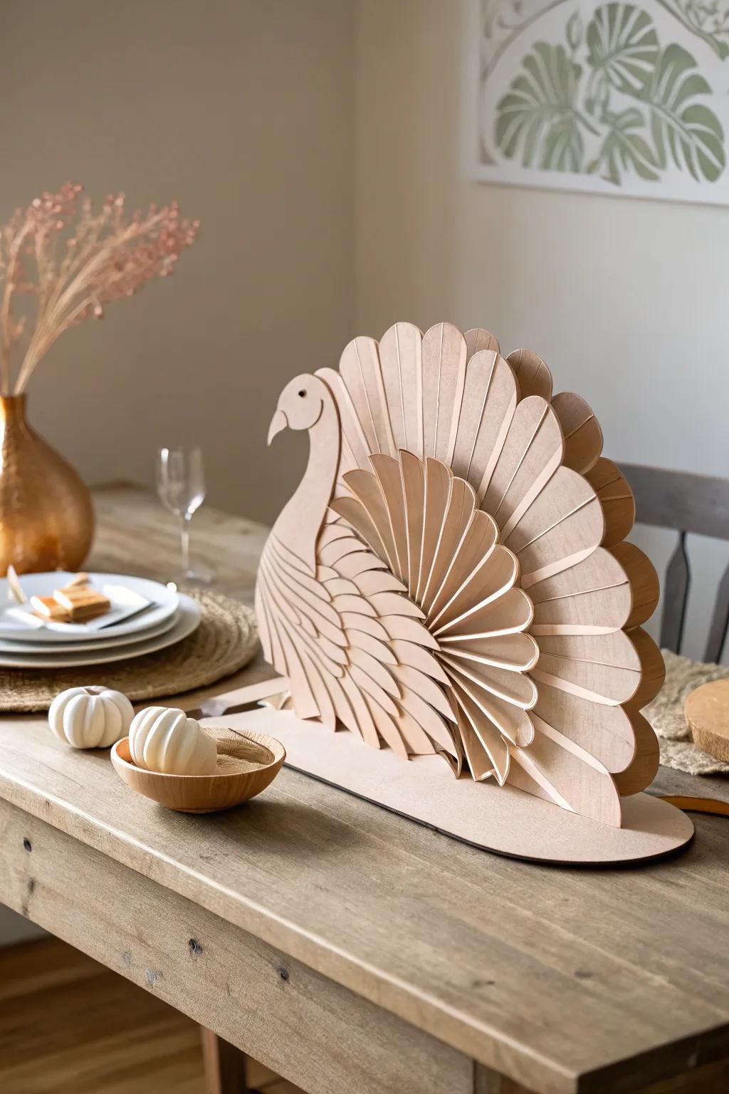 Embrace understated elegance with minimalist paper turkey silhouettes for your seasonal decor.