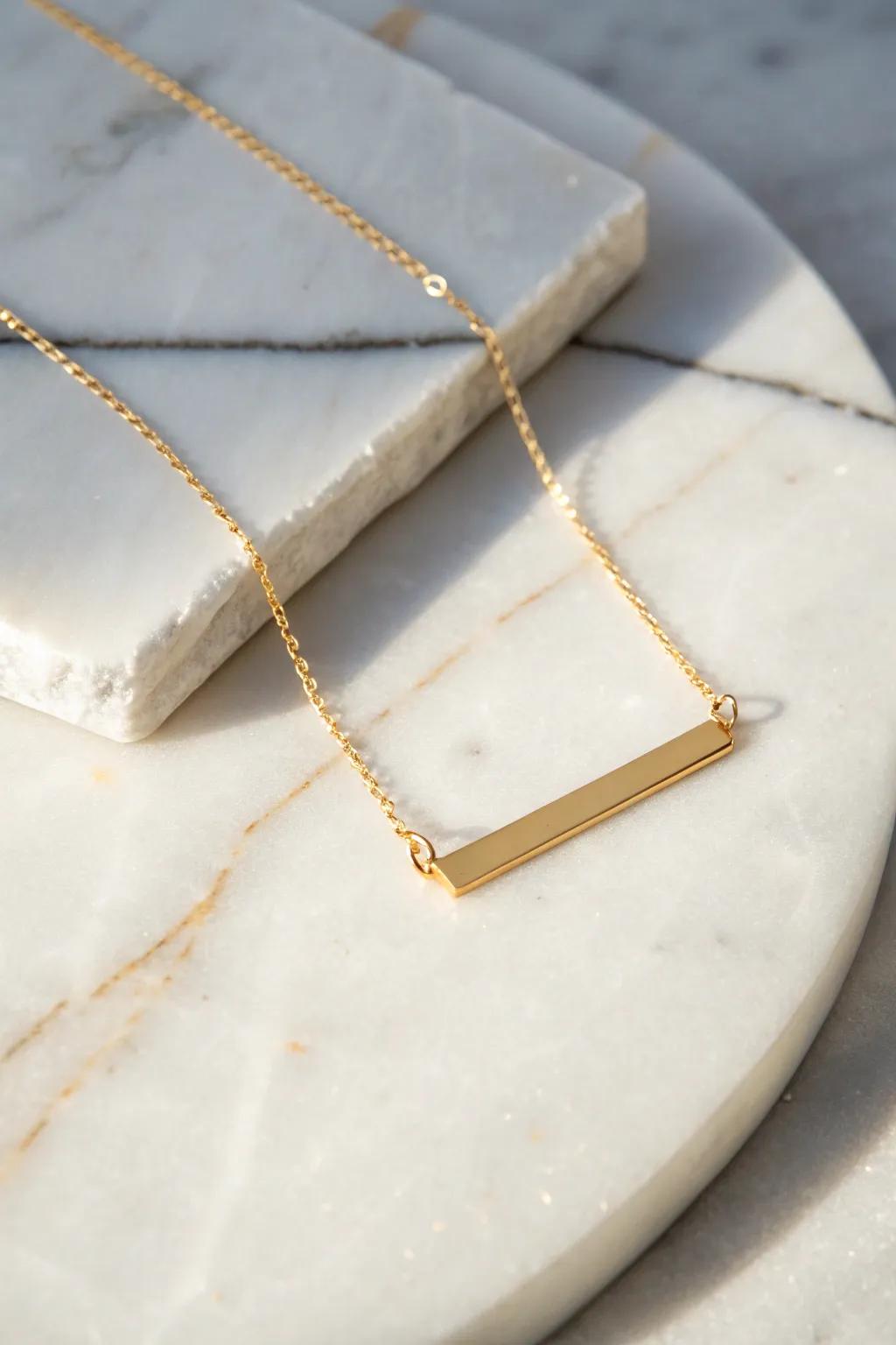 Achieve sleek elegance with a minimalist bar necklace.