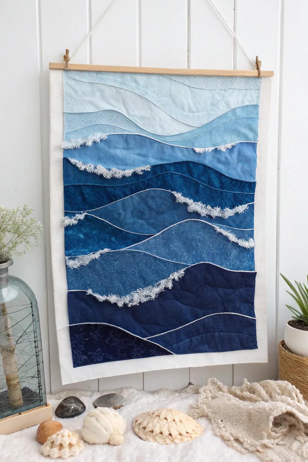 Dive into the beauty of the sea with this minimalist wave collage art, perfect for adding a touch of serene elegance to your space.