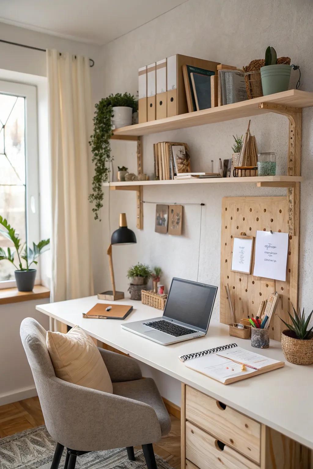 Home office shelving maximizes productivity and style.