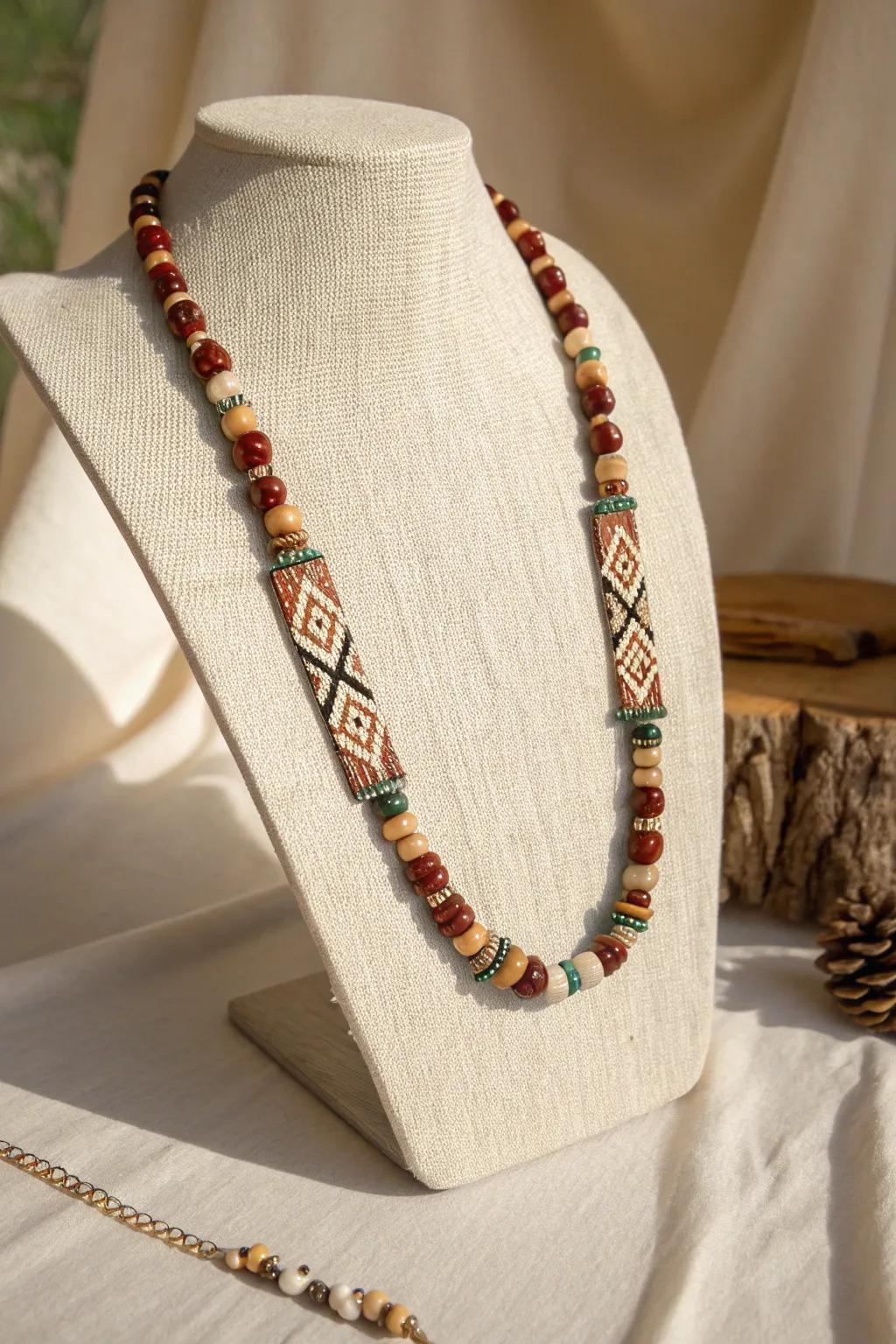 Celebrate diversity with this beautifully crafted ethnic pony bead necklace, where simplicity meets cultural elegance.