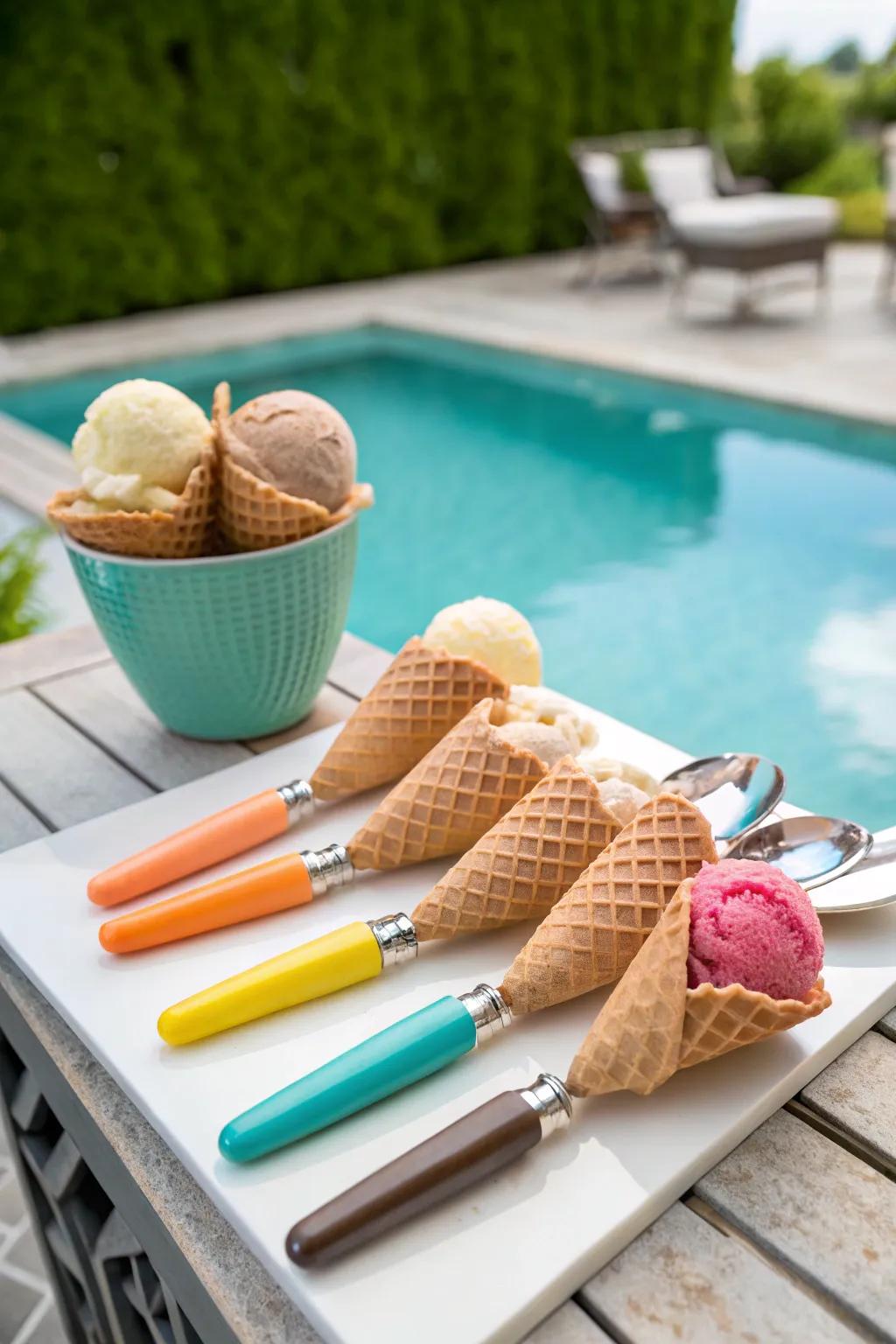 Custom ice cream scoops add a sweet touch to party favors.