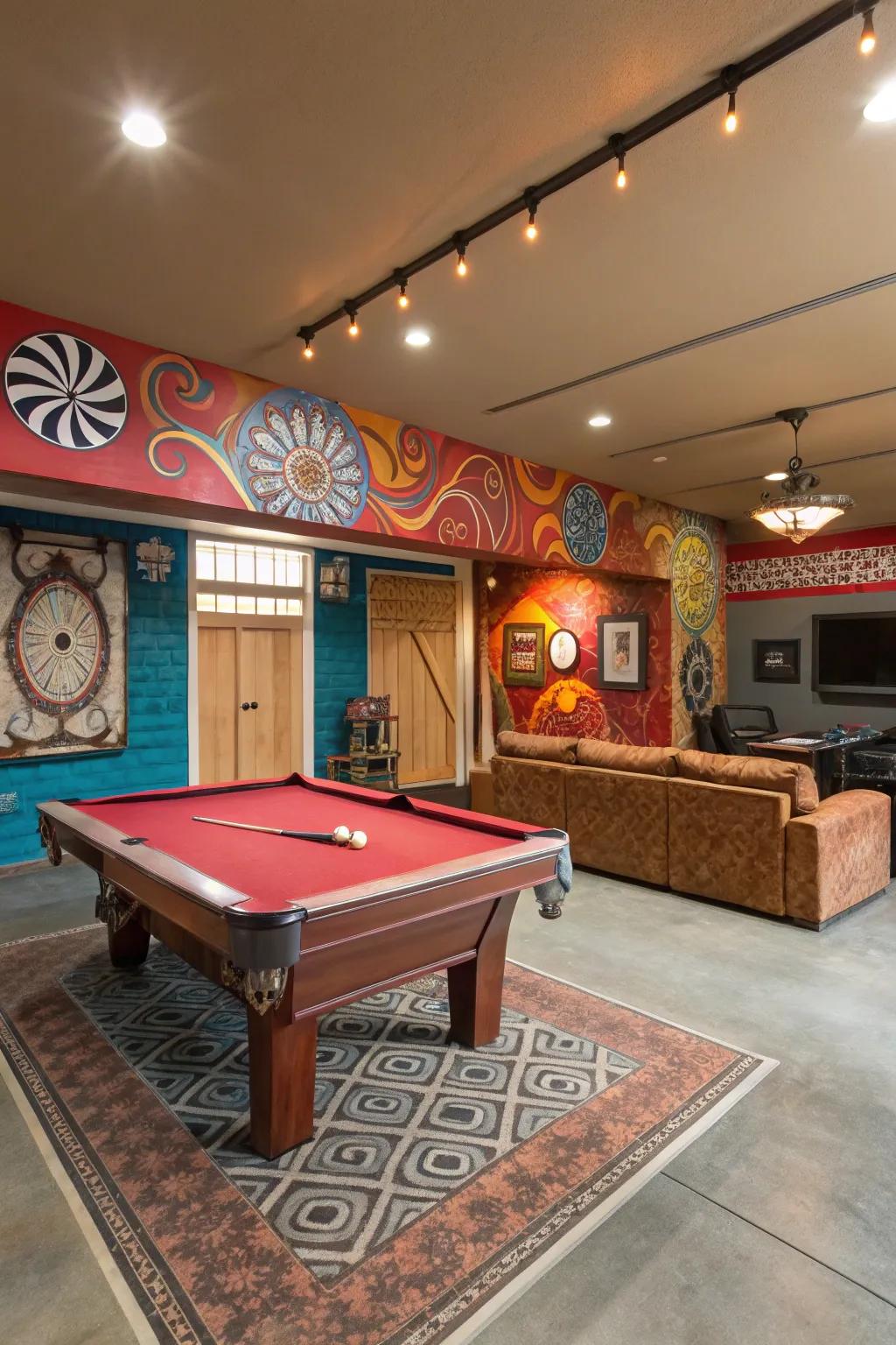 A themed paint job brings harmony and style to your garage game room.