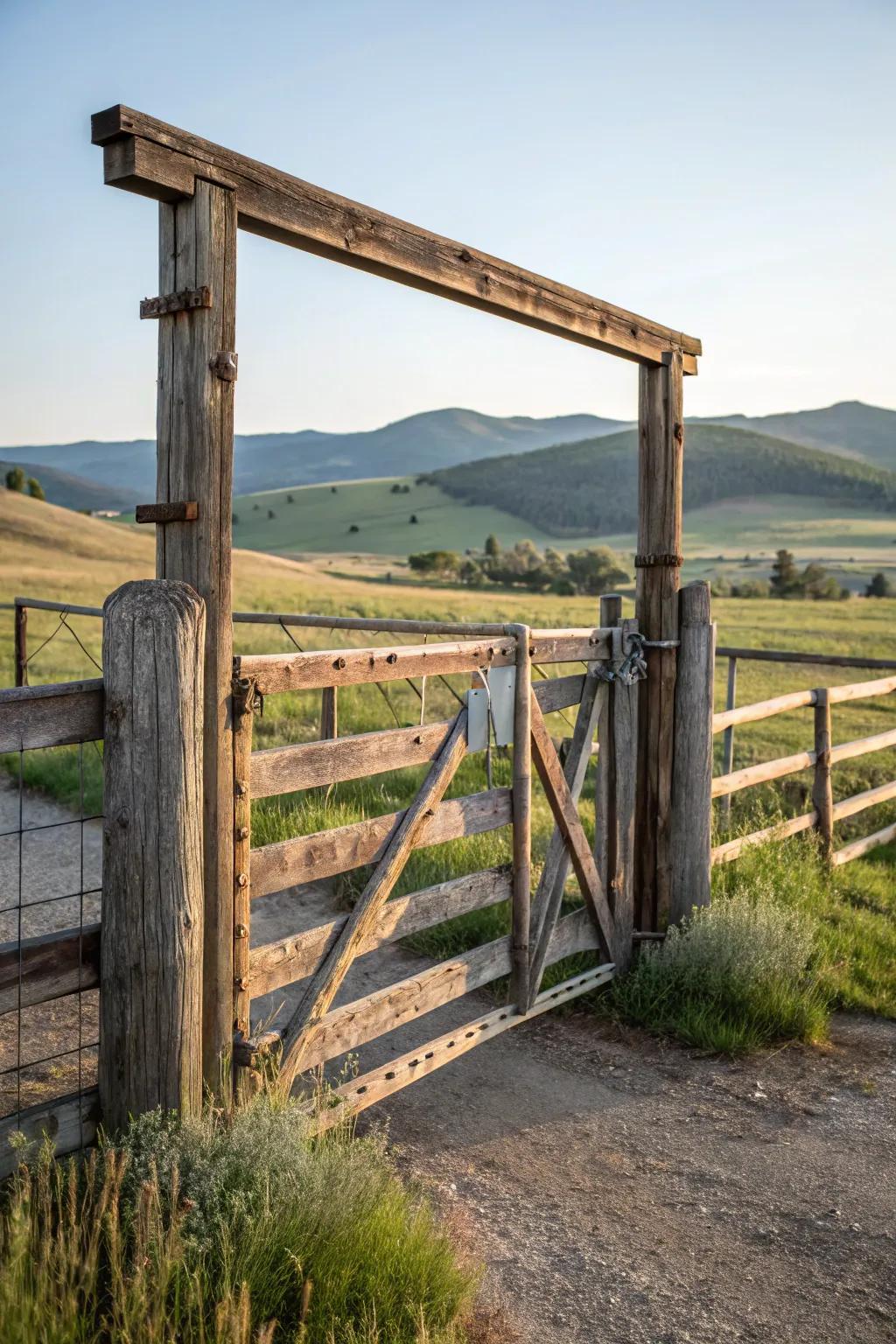 Reclaimed materials add eco-friendly charm to this entrance.