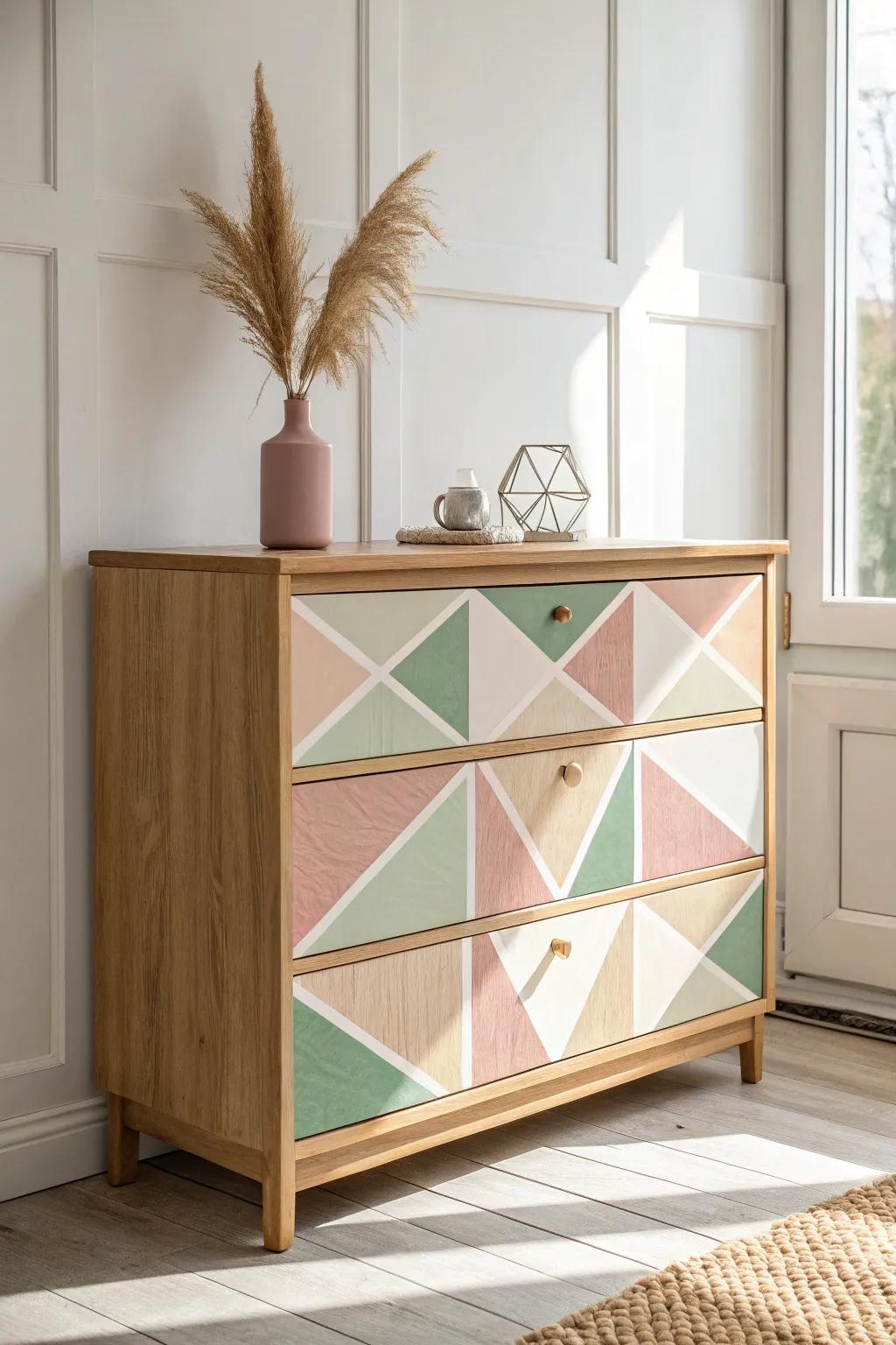 Transform your space with sleek geometric patterns – where Scandinavian minimalism meets boho charm.