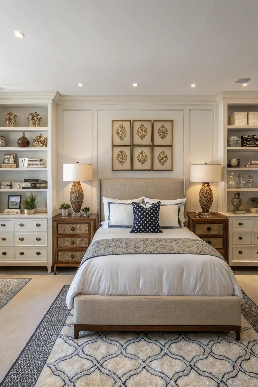 Symmetrical design creates balance and harmony in the room.