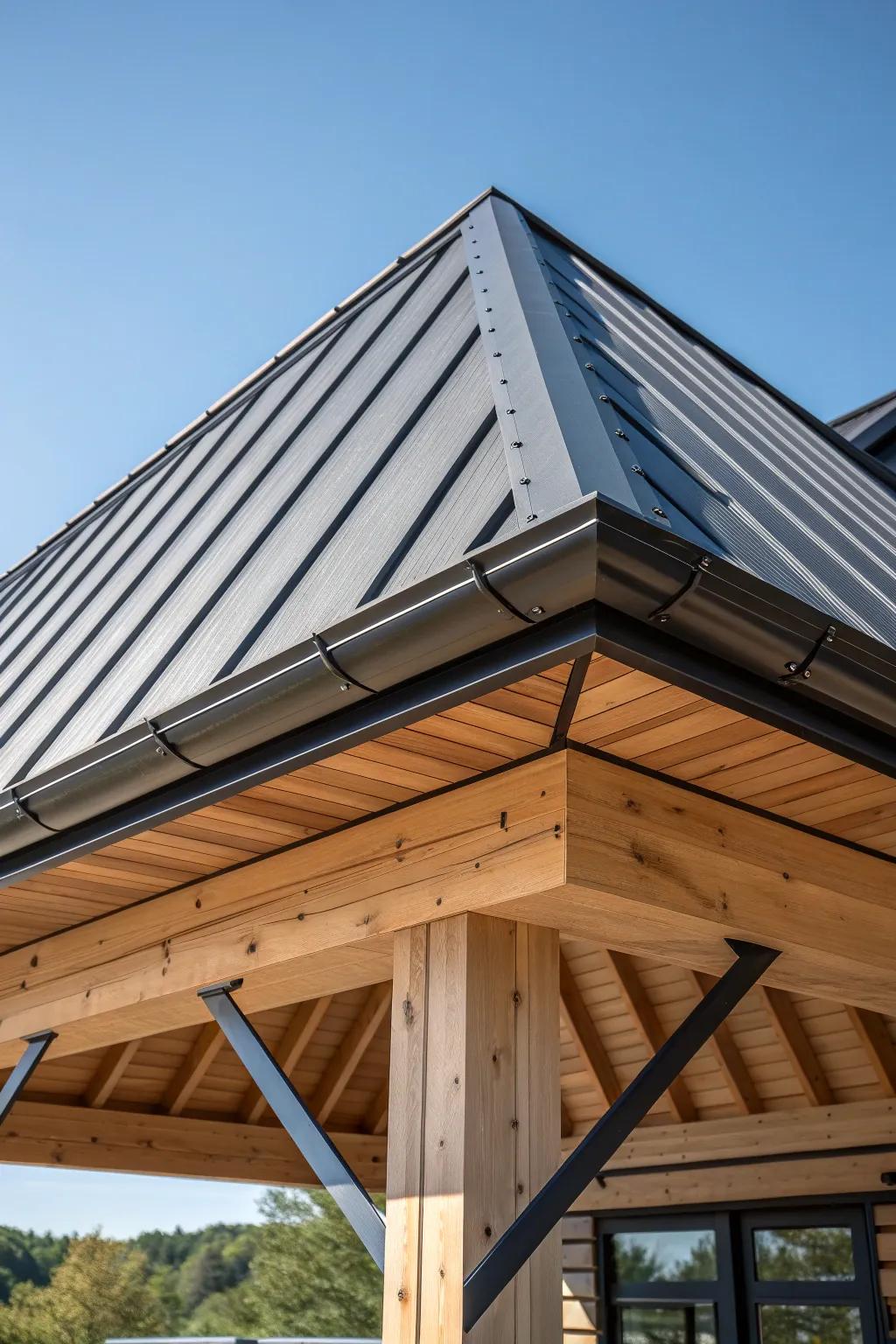 Experience the artistry of structural design with this elegant folded plate roof.
