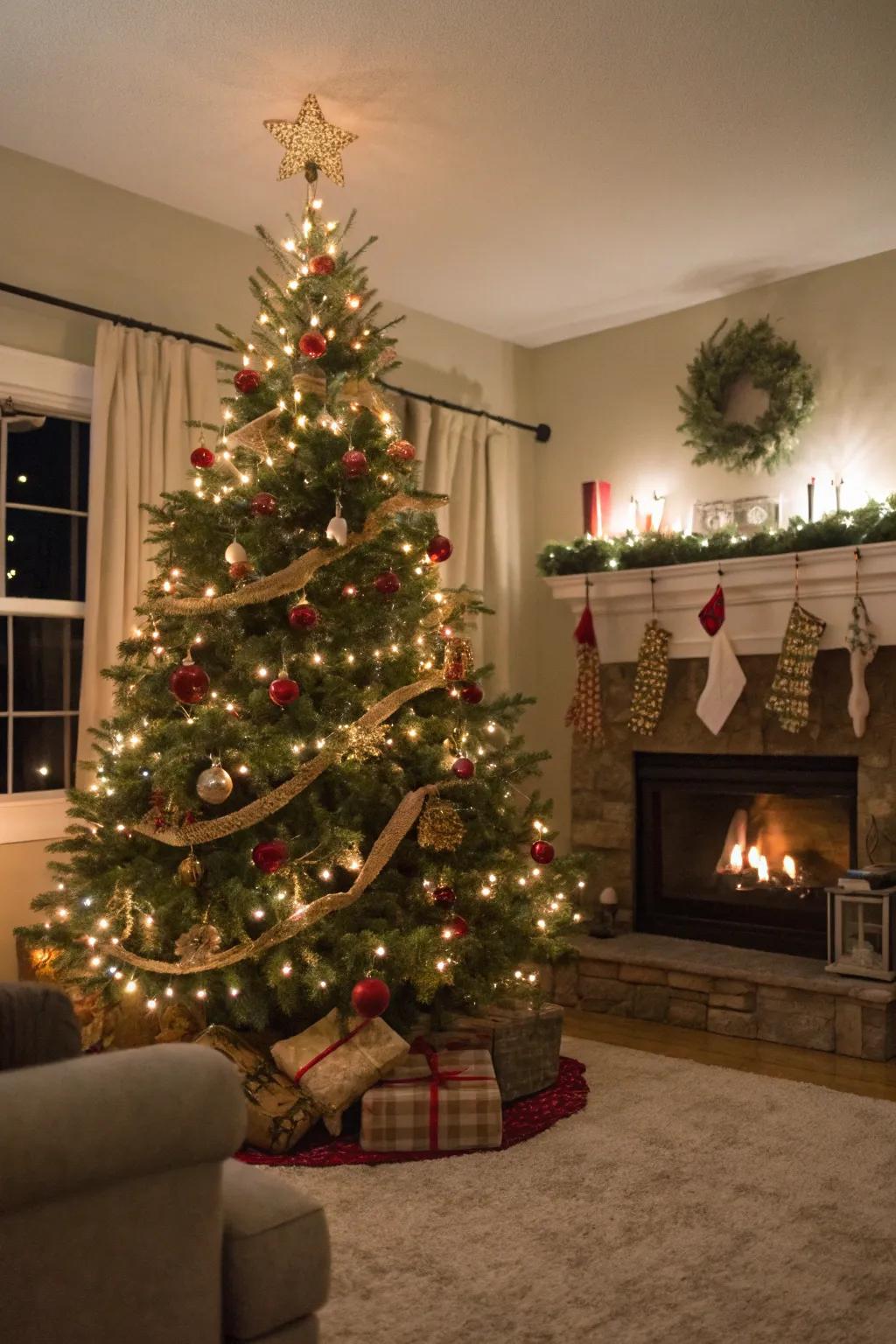 A bell garland adds a festive sound and rustic charm to the Christmas tree.