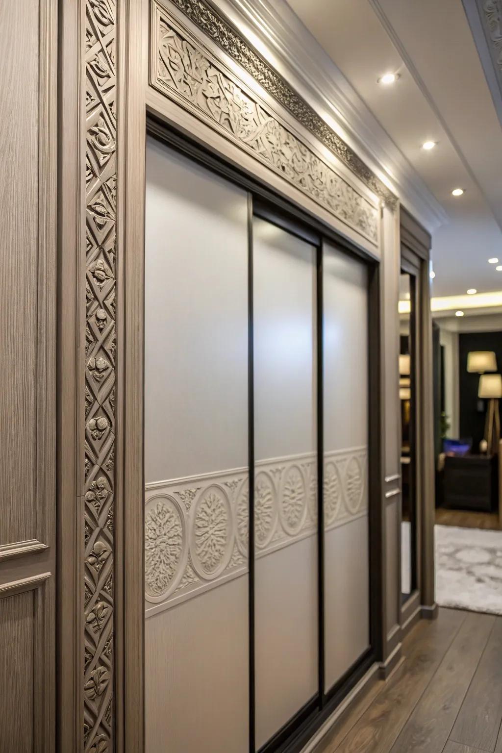 Molding adds depth and sophistication to sliding doors.