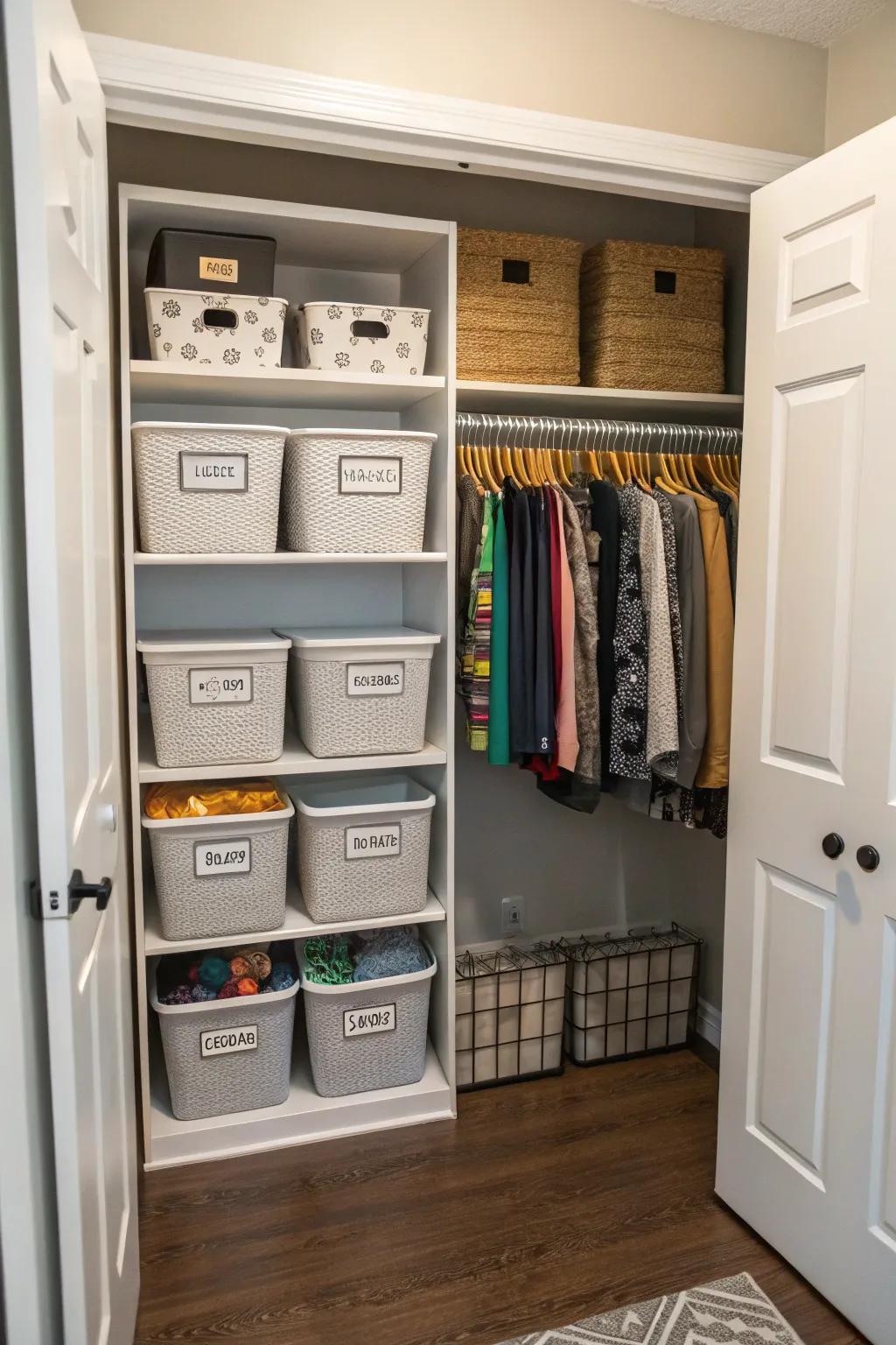 Labels help maintain order and accessibility in your closet.