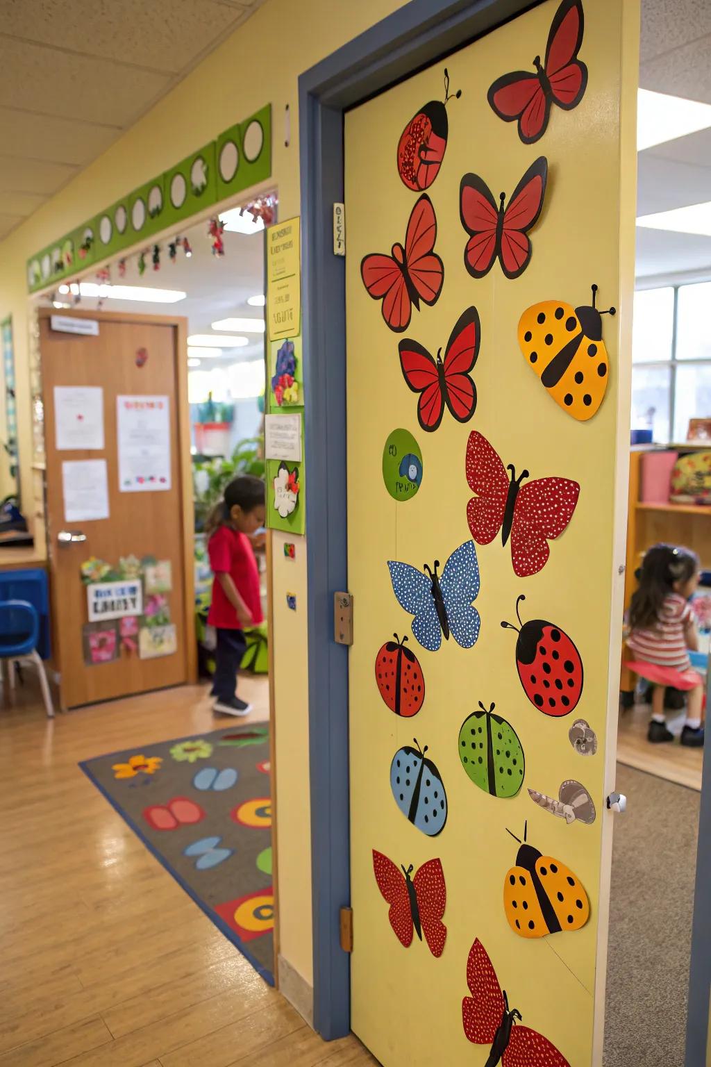 Springtime bugs bring life to the preschool door.