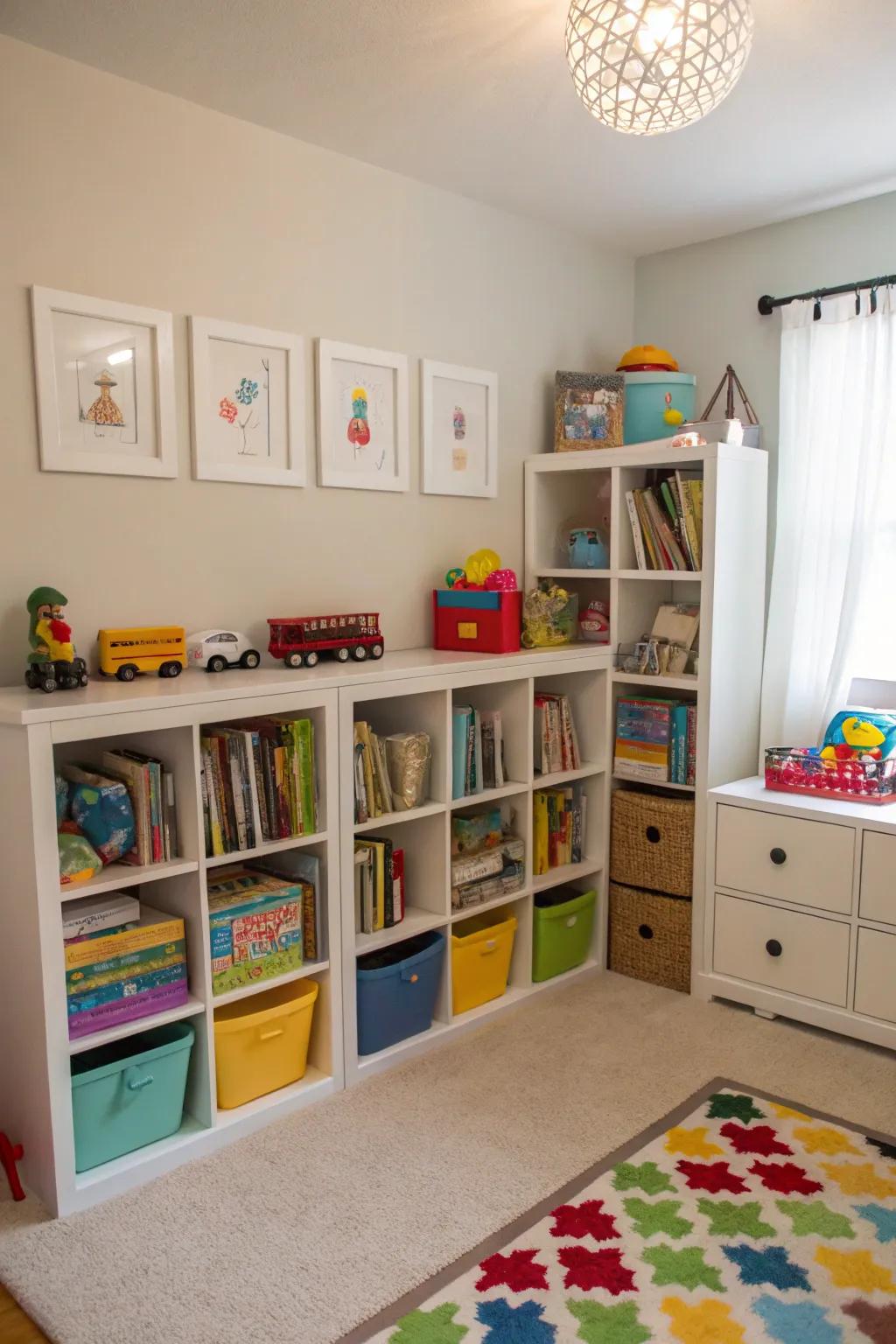 Corner storage units utilize overlooked spaces efficiently.