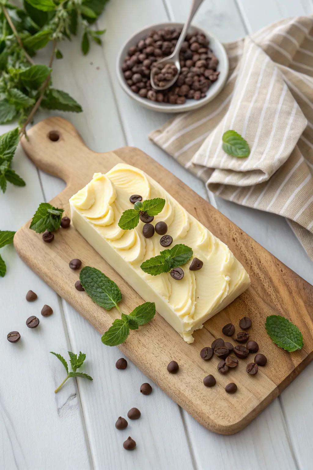 Indulge in a Mint Chocolate Fantasy - the perfect blend of freshness and decadence on a butter board.