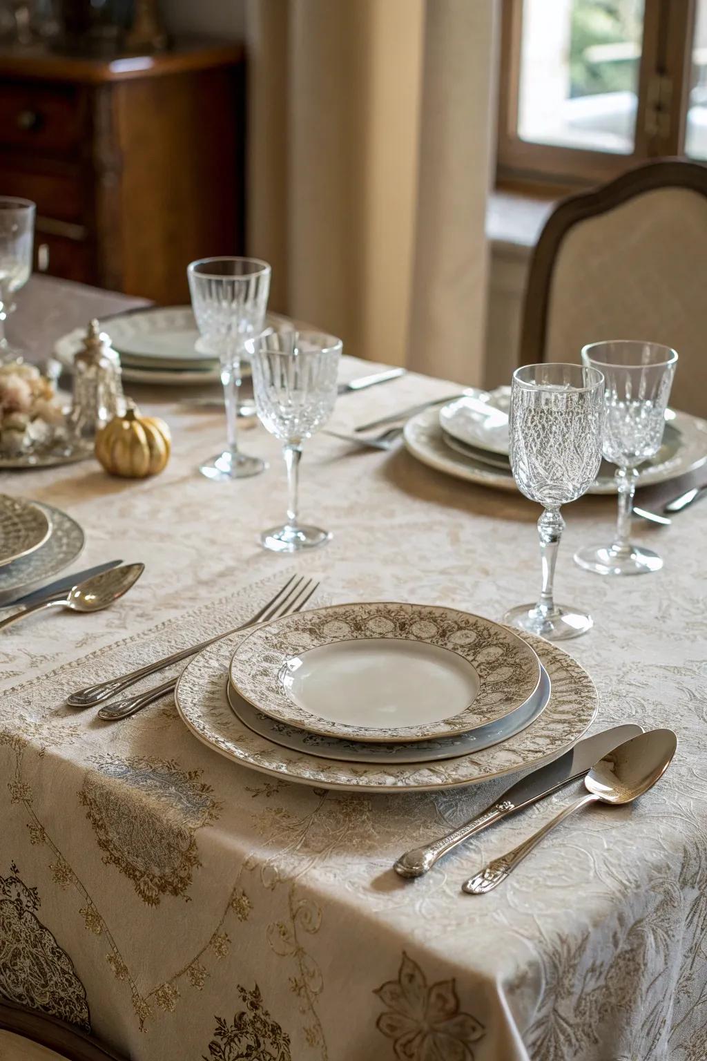 Textured tablecloths add warmth and character.